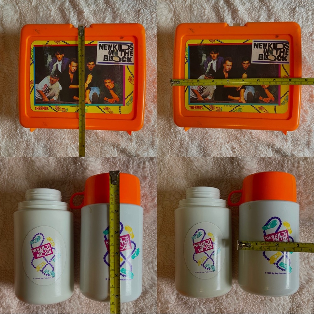 Vintage New Kids On The Block NKOTB Lunch Box & Thermos Orange Plastic 1990 - Picture 5 of 6
